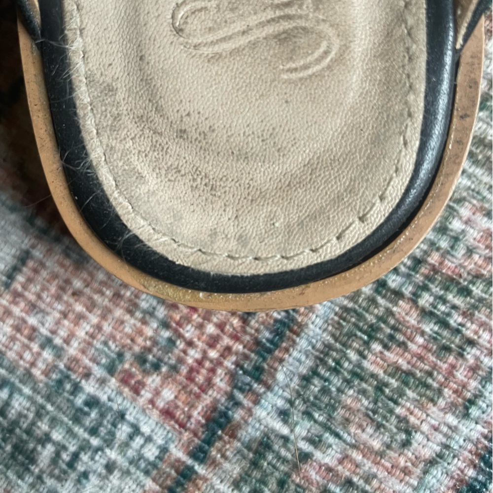 Sseko black leather mules slides with brass charm accessories - Picture 2 of 4